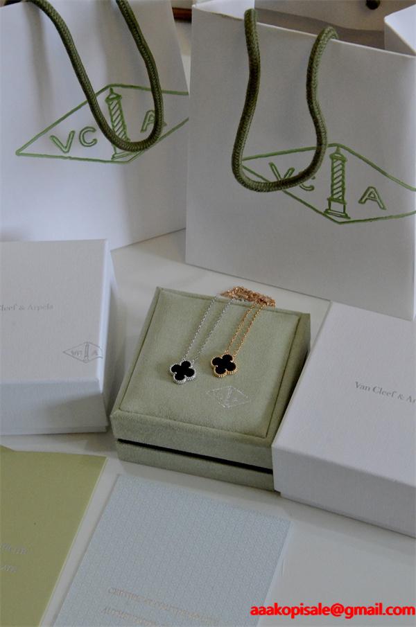 VCA ヴァン ヴァン クリーフ＆アーペル コピー 四つ葉モチーフ ネックレス ブラック オニキス 上品 大人