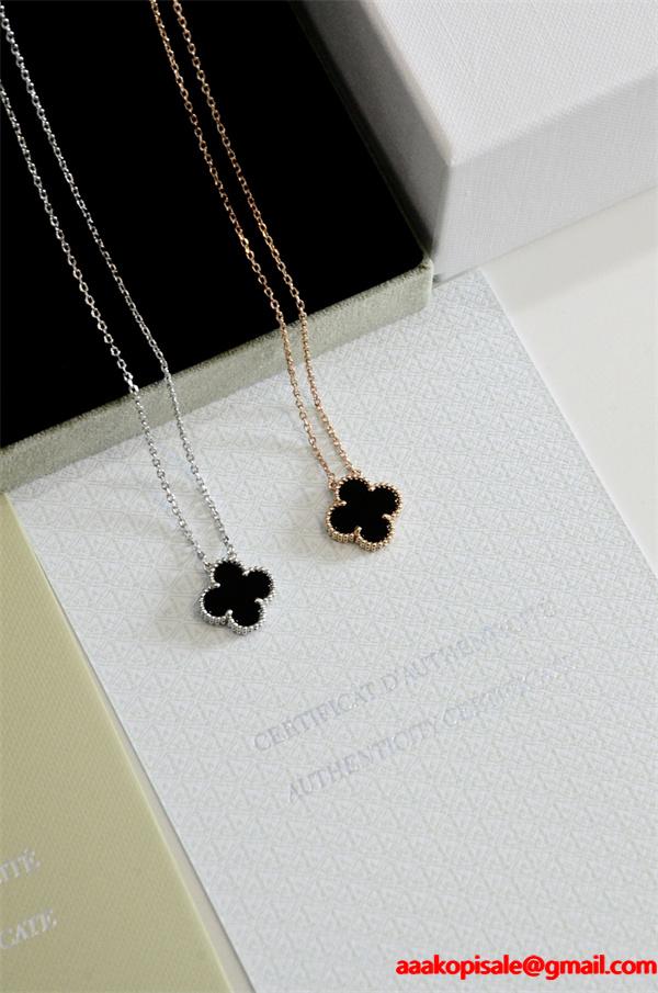 VCA ヴァン ヴァン クリーフ＆アーペル コピー 四つ葉モチーフ ネックレス ブラック オニキス 上品 大人
