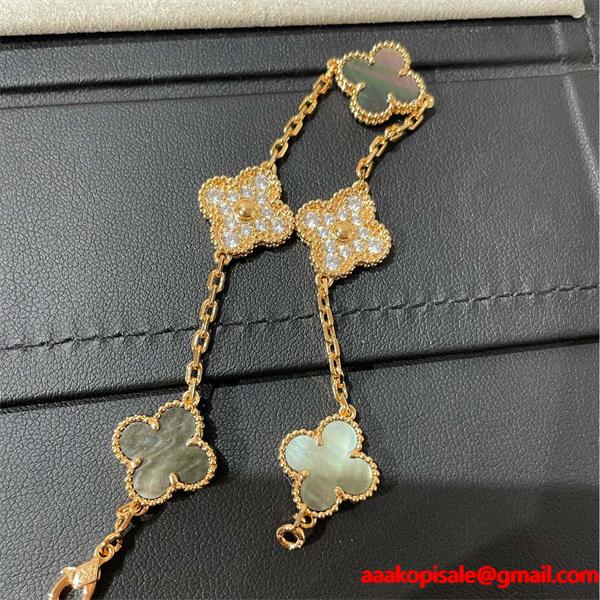 ブレスレット マザーオブパール ダイヤ調 高級感 華奢  VCA ヴァン ヴァン クリーフ＆アーペル コピー