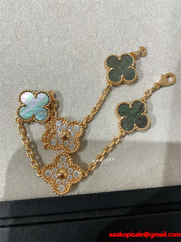 ブレスレット マザーオブパール ダイヤ調 高級感 華奢  VCA ヴァン ヴァン クリーフ＆アーペル コピー