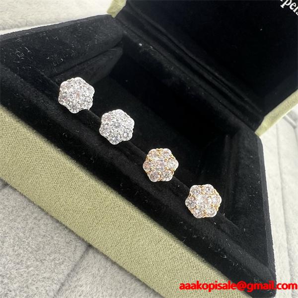 フラワーモチーフ VCA ヴァン ヴァン クリーフ＆アーペル コピー ピアス ダイヤ調 ゴールド フォーマル対応