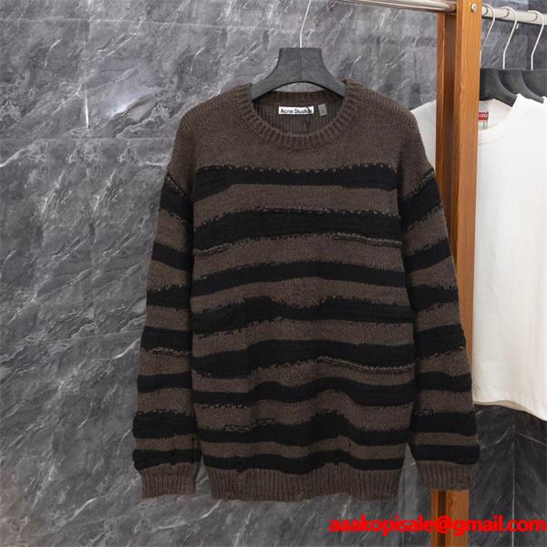 ニット セーター ブラウン 配色デザイン ラフ感 売れ筋 ACNE STUDIO アクネ ストゥディオズ コピー