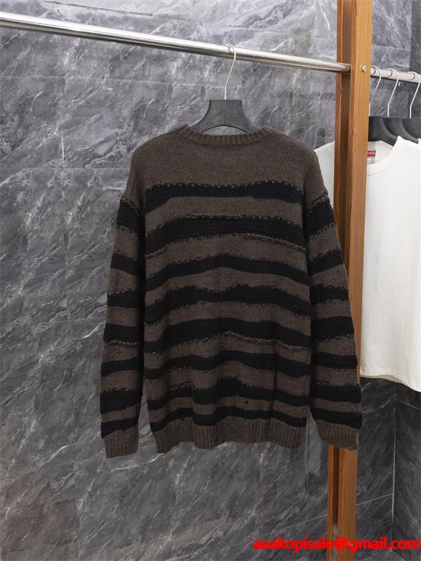 ニット セーター ブラウン 配色デザイン ラフ感 売れ筋 ACNE STUDIO アクネ ストゥディオズ コピー