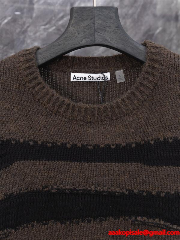 ニット セーター ブラウン 配色デザイン ラフ感 売れ筋 ACNE STUDIO アクネ ストゥディオズ コピー