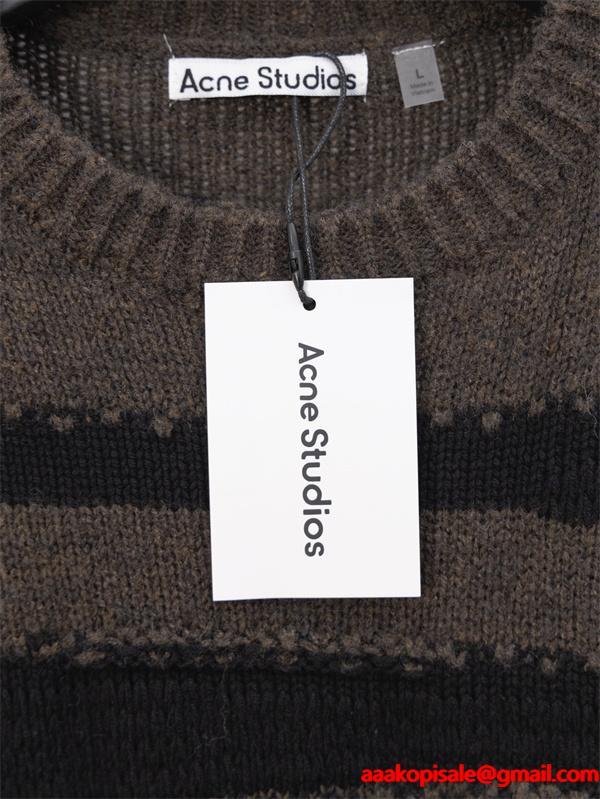 ニット セーター ブラウン 配色デザイン ラフ感 売れ筋 ACNE STUDIO アクネ ストゥディオズ コピー