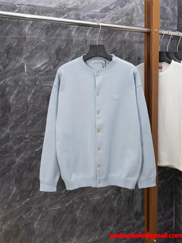 ACNE STUDIO アクネ ストゥディオズ 偽物 ミニマル カーディガン ブラック ノーカラー すっきり設計 在庫僅少