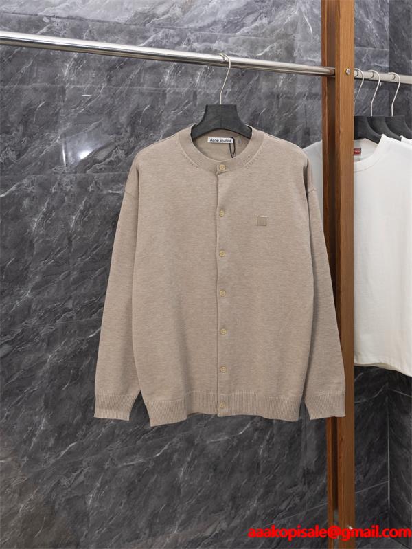 ACNE STUDIO アクネ ストゥディオズ 偽物 ミニマル カーディガン ブラック ノーカラー すっきり設計 在庫僅少