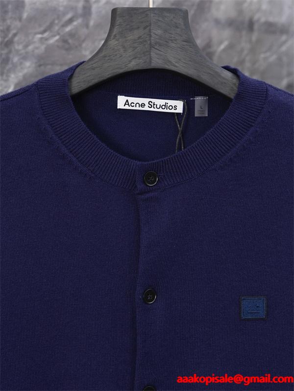 ACNE STUDIO アクネ ストゥディオズ 偽物 ミニマル カーディガン ブラック ノーカラー すっきり設計 在庫僅少