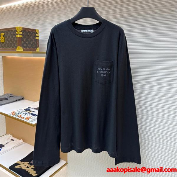長袖Tシャツ ブラック ポケット付き ベーシック 入手困難 ACNE STUDIO アクネ ストゥディオズ コピー