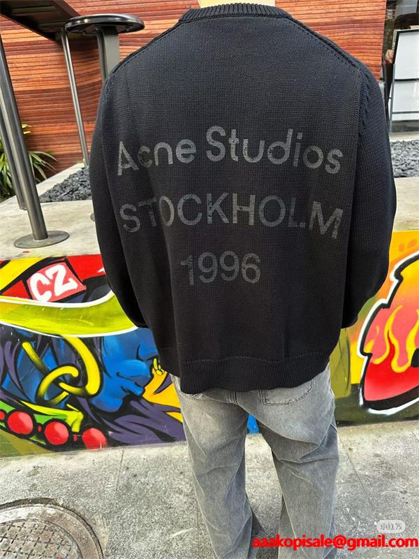 ACNE STUDIOS アクネ ストゥディオズ コピー 売れ筋 グレー ロゴ ハーフネック スウェット 上質