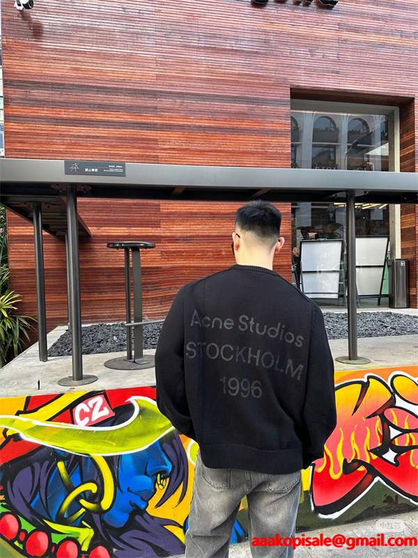 ACNE STUDIOS アクネ ストゥディオズ コピー 売れ筋 グレー ロゴ ハーフネック スウェット 上質