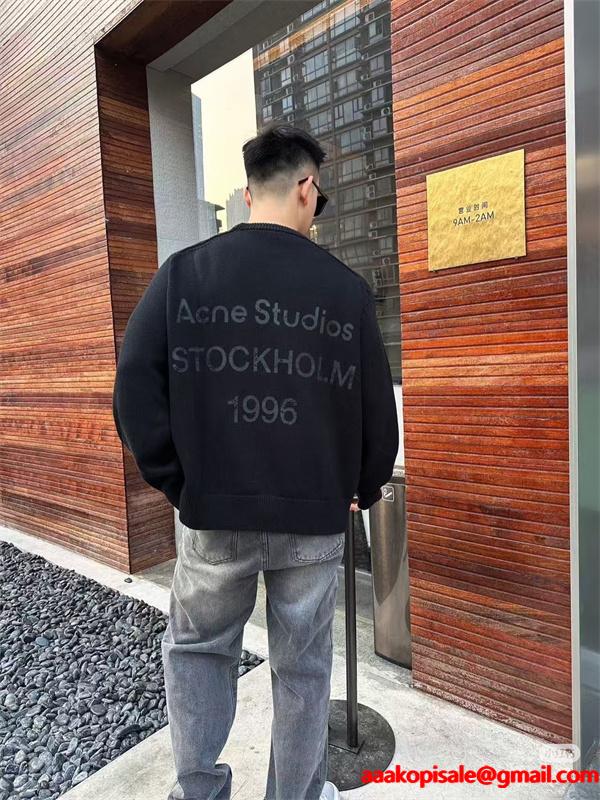 ACNE STUDIOS アクネ ストゥディオズ コピー 売れ筋 グレー ロゴ ハーフネック スウェット 上質