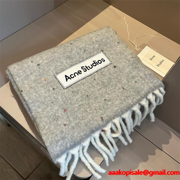ACNE STUDIOS アクネ ストゥディオズ コピー 秋冬 保温 ライトグレー ロゴ マフラー 高級感