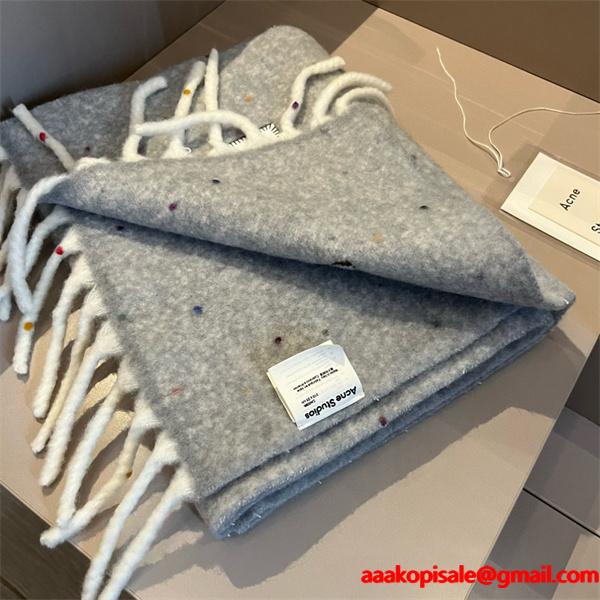 ACNE STUDIOS アクネ ストゥディオズ コピー 秋冬 保温 ライトグレー ロゴ マフラー 高級感