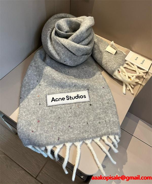 ACNE STUDIOS アクネ ストゥディオズ コピー 秋冬 保温 ライトグレー ロゴ マフラー 高級感