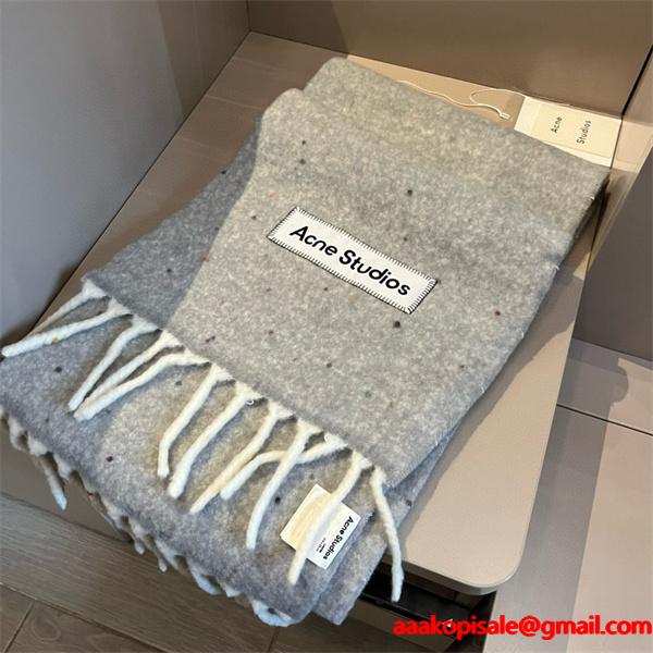 ACNE STUDIOS アクネ ストゥディオズ コピー 秋冬 保温 ライトグレー ロゴ マフラー 高級感