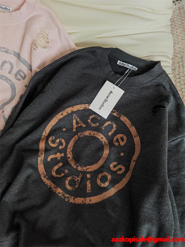  渋色 チャコール ロゴ スウェット ヴィンテージ風 ACNE STUDIOS アクネ ストゥディオズ コピー 