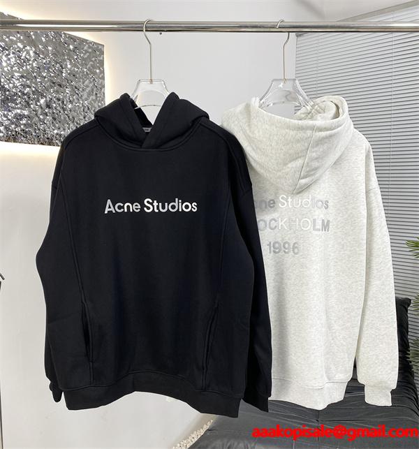 ACNE STUDIOS アクネ ストゥディオズ コピー シンプル ブラック ロゴ パーカー カジュアル