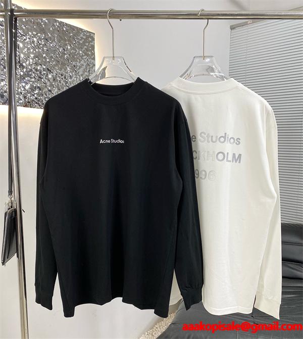 秋冬 上品 ブラック ロゴ ACNE STUDIOS アクネ ストゥディオズ コピー ロングTシャツ 洗練感
