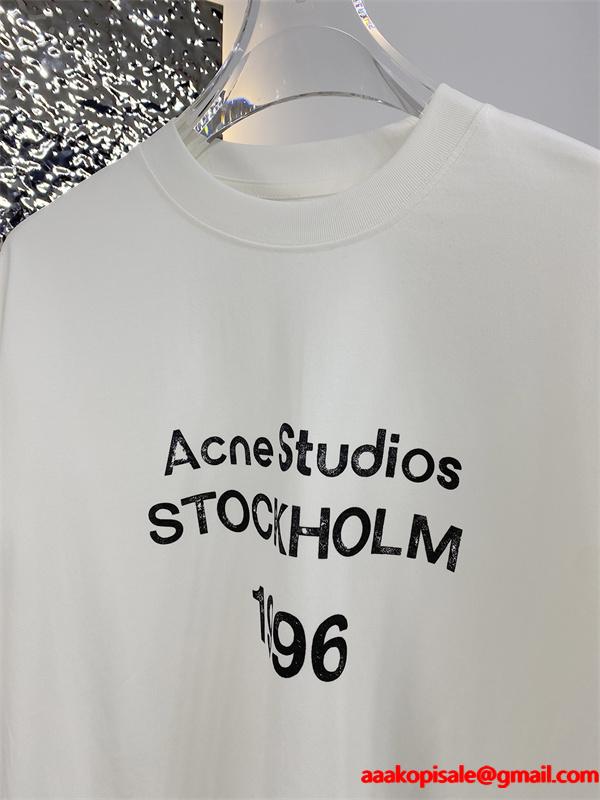  秋冬 高評価 ホワイト プリント ロングTシャツ ACNE STUDIOS アクネ ストゥディオズ コピー