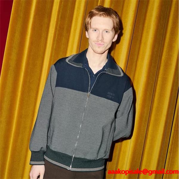 渋み チャコール 切替 ジップブルゾン 大人向け MIUMIU ミュウミュウ コピー