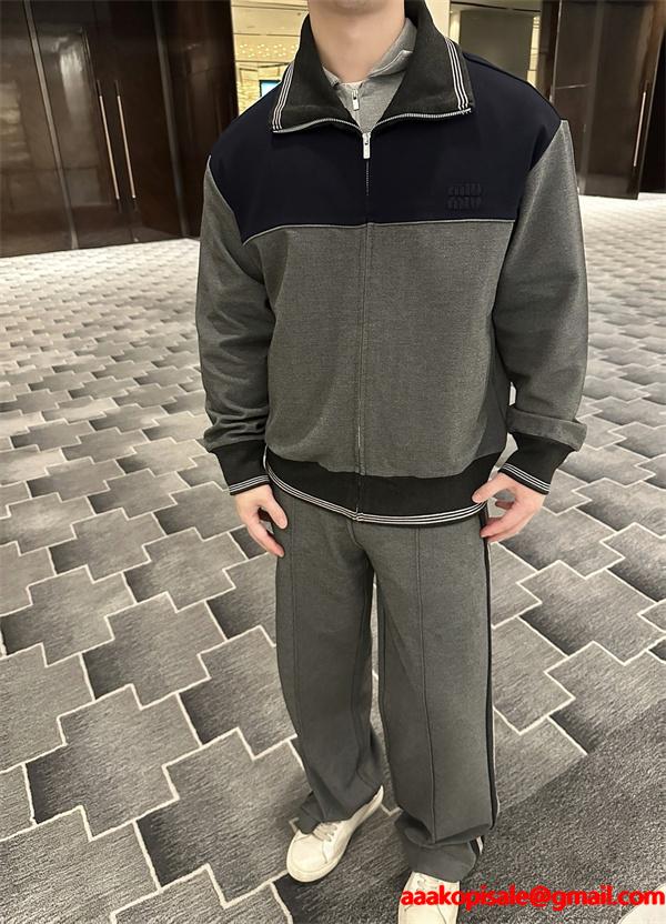 渋み チャコール 切替 ジップブルゾン 大人向け MIUMIU ミュウミュウ コピー