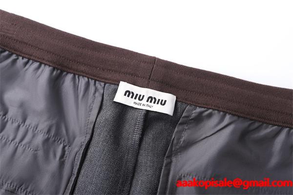 MIUMIU ミュウミュウ コピー 025秋冬 落感 グレー ワイドパンツ 上質 お洒落