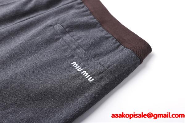 MIUMIU ミュウミュウ コピー 025秋冬 落感 グレー ワイドパンツ 上質 お洒落