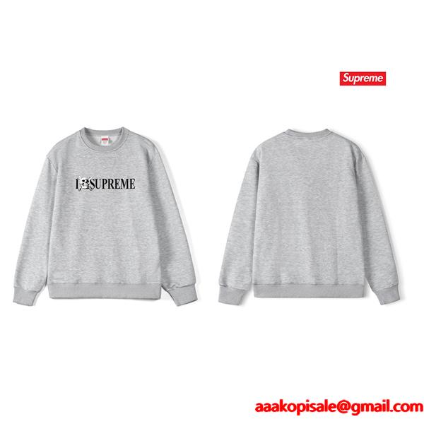SUPREME シュプリーム コピー 秋冬コーデ 起毛 杢グレー プレミアム ロゴ スウェット
