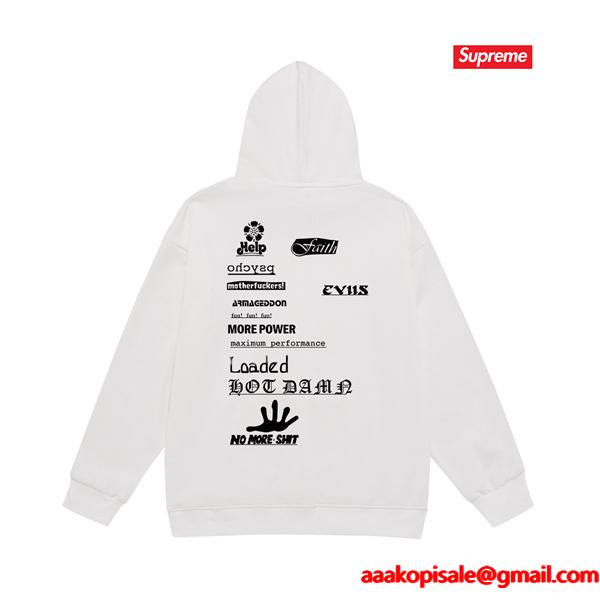 2025秋冬 厚地 ブラック 話題作 バックプリント SUPREME シュプリーム 偽物 パーカー