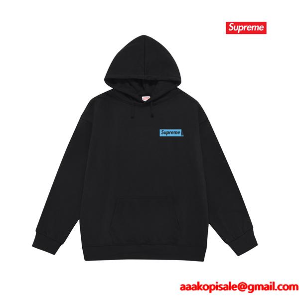 2025秋冬 厚地 ブラック 話題作 バックプリント SUPREME シュプリーム 偽物 パーカー