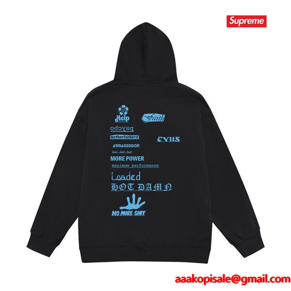 2025秋冬 厚地 ブラック 話題作 バックプリント SUPREME シュプリーム 偽物 パーカー