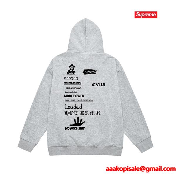 2025秋冬 厚地 ブラック 話題作 バックプリント SUPREME シュプリーム 偽物 パーカー