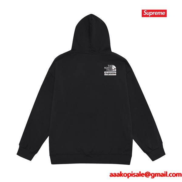 秋冬 裏起毛 ブラック コラボ注目 パーカー SUPREME シュプリーム スーパーコピー