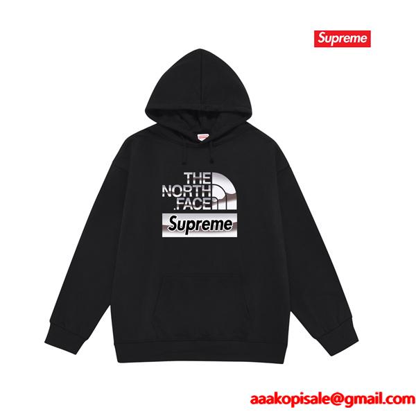 秋冬 裏起毛 ブラック コラボ注目 パーカー SUPREME シュプリーム スーパーコピー