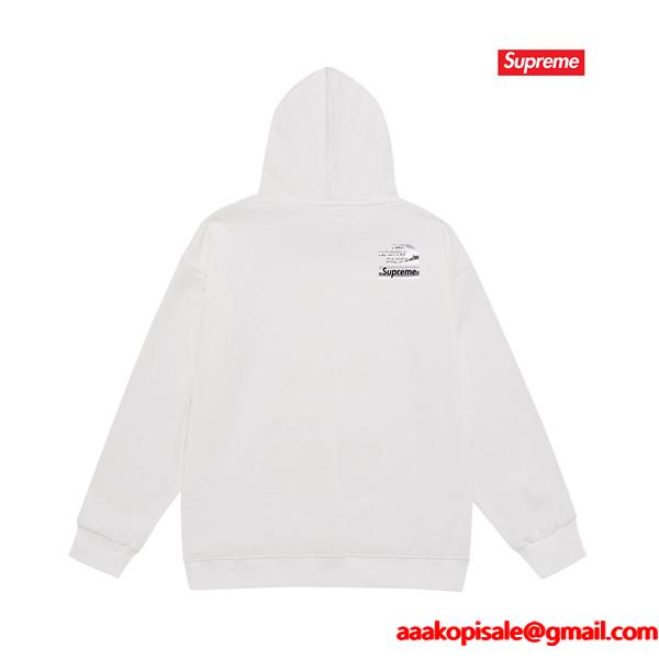 秋冬 裏起毛 ブラック コラボ注目 パーカー SUPREME シュプリーム スーパーコピー