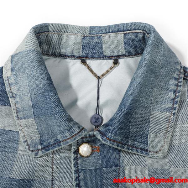 2025秋冬 パッチワーク風 LOUIS VUITTON ルイヴィトン 偽物 デニムジャケット モダン ストリート
