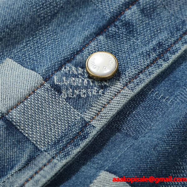 2025秋冬 パッチワーク風 LOUIS VUITTON ルイヴィトン 偽物 デニムジャケット モダン ストリート