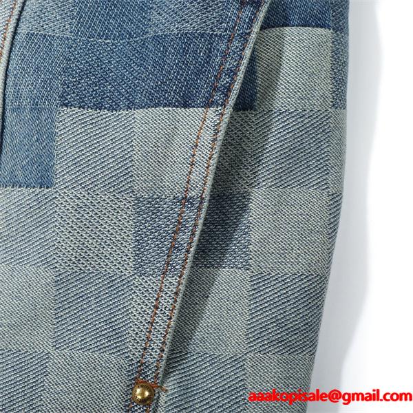 2025秋冬 パッチワーク風 LOUIS VUITTON ルイヴィトン 偽物 デニムジャケット モダン ストリート