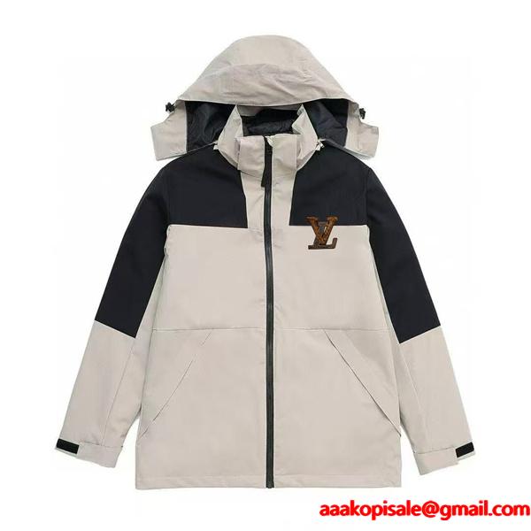 ミニマル中綿 LOUIS VUITTON ルイヴィトン コピー ジャケット ブラック ワンポイント 大人モード