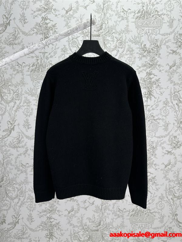 LOUIS VUITTON ルイヴィトン コピー 2025秋冬 エンボス ニットセーター ブラック 落ち着いた