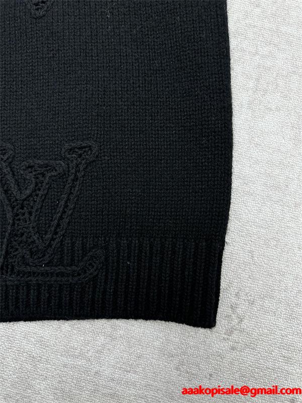 LOUIS VUITTON ルイヴィトン コピー 2025秋冬 エンボス ニットセーター ブラック 落ち着いた