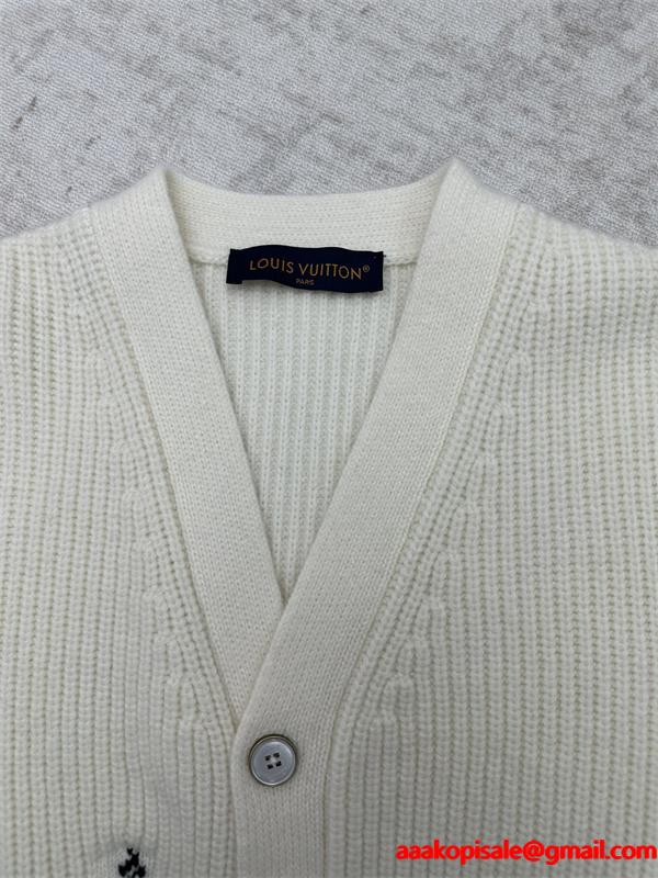 2025秋冬 Vネック ニット LOUIS VUITTON ルイヴィトン 偽物 カーディガン リラックス