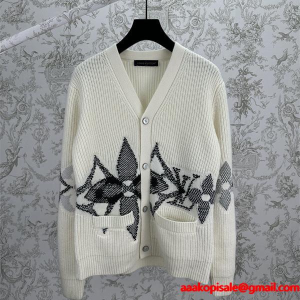 2025秋冬 Vネック ニット LOUIS VUITTON ルイヴィトン 偽物 カーディガン リラックス