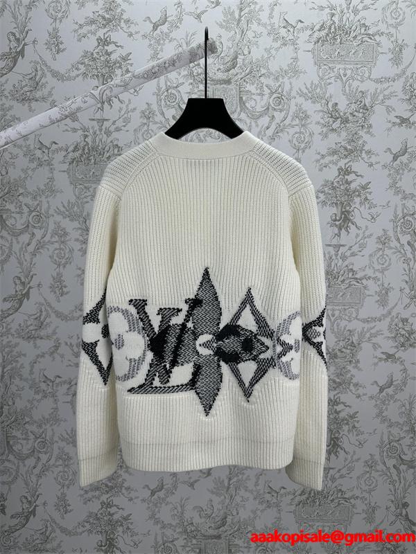 2025秋冬 Vネック ニット LOUIS VUITTON ルイヴィトン 偽物 カーディガン リラックス