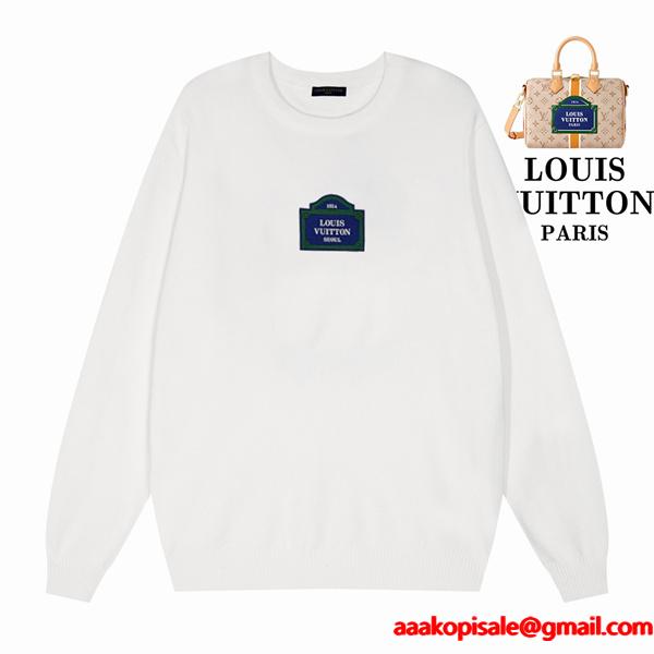 LOUIS VUITTON ルイヴィトン コピー 秋冬コーデ ニット ブラック メンズ クルーネック