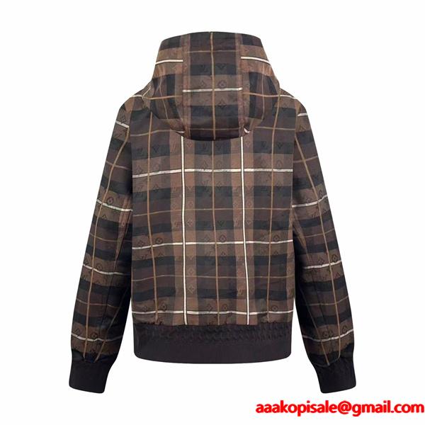 チェック柄 期間限定 ブラウン ジップアップ LOUIS VUITTON ルイヴィトン 偽物 ジャケット