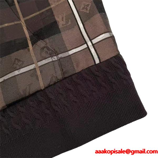 チェック柄 期間限定 ブラウン ジップアップ LOUIS VUITTON ルイヴィトン 偽物 ジャケット