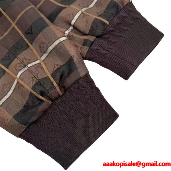 チェック柄 期間限定 ブラウン ジップアップ LOUIS VUITTON ルイヴィトン 偽物 ジャケット