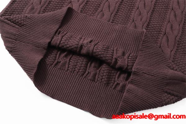 ケーブル編み LOUIS VUITTON ルイヴィトン コピー ニット ブラウン クルーネック 秋冬
